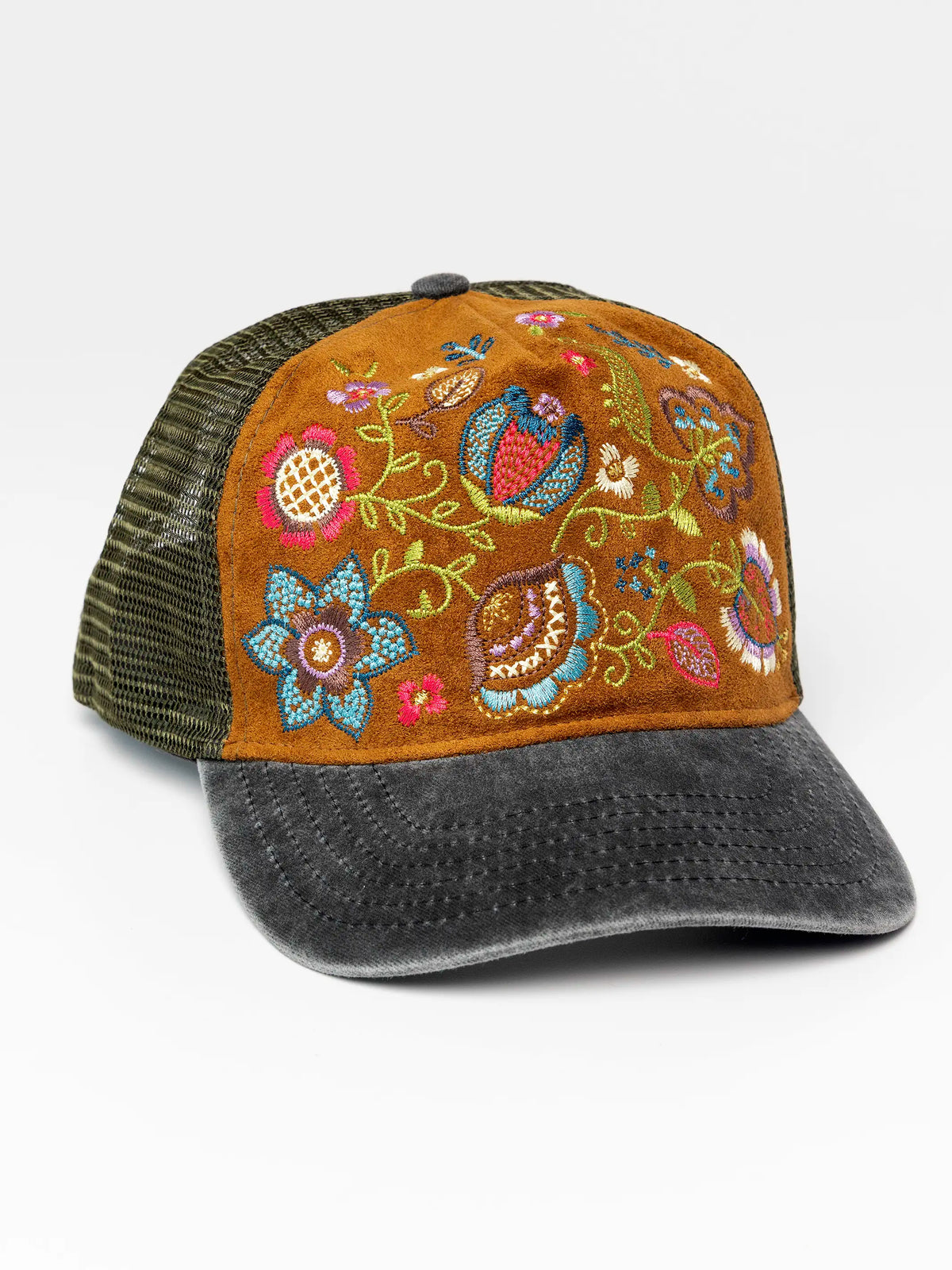 Embroidered Trucker Hat - Camel