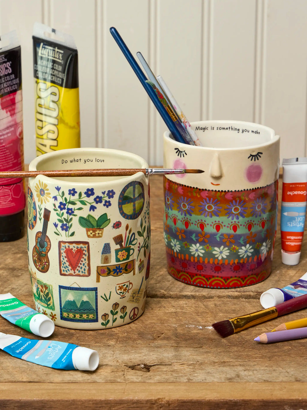 Ceramic Painter's Cup - Folk Lady
